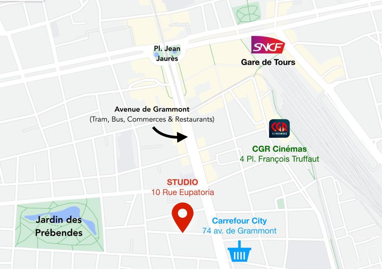 Studio Paisible Avec Jardin - Tours Centre Ngoại thất bức ảnh